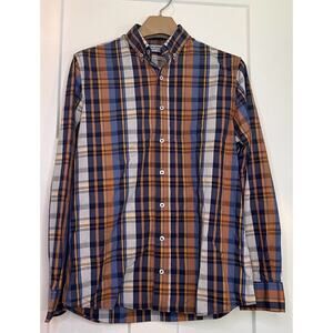 Nick Graham Everywhere Plaid Stretch Modern Fit Button Down Shirt Long Slv MED